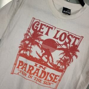 Hybrid Get Lost Paradise Vintage Y2K Surf Skate Tee Medium Beach Hawaii Aloha